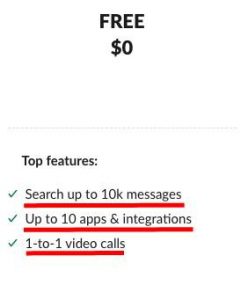 features in free slack plan